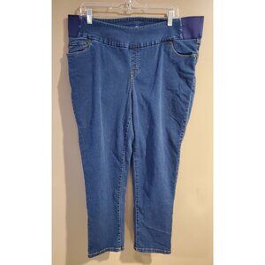 Woman Within Blue Stretch Waistband Denim Pants, Size 18WP, RN 88842